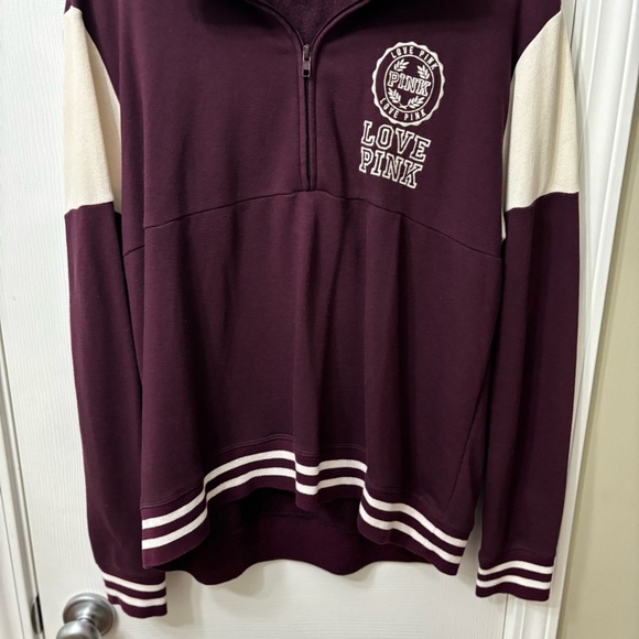 PINK Victorias Secret Half Zip Varsity Pullover Sweatshirt Women’s Size Large - Picture 4 of 9
